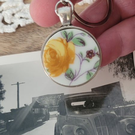 Upcycled Vintage China - classy keychain fob