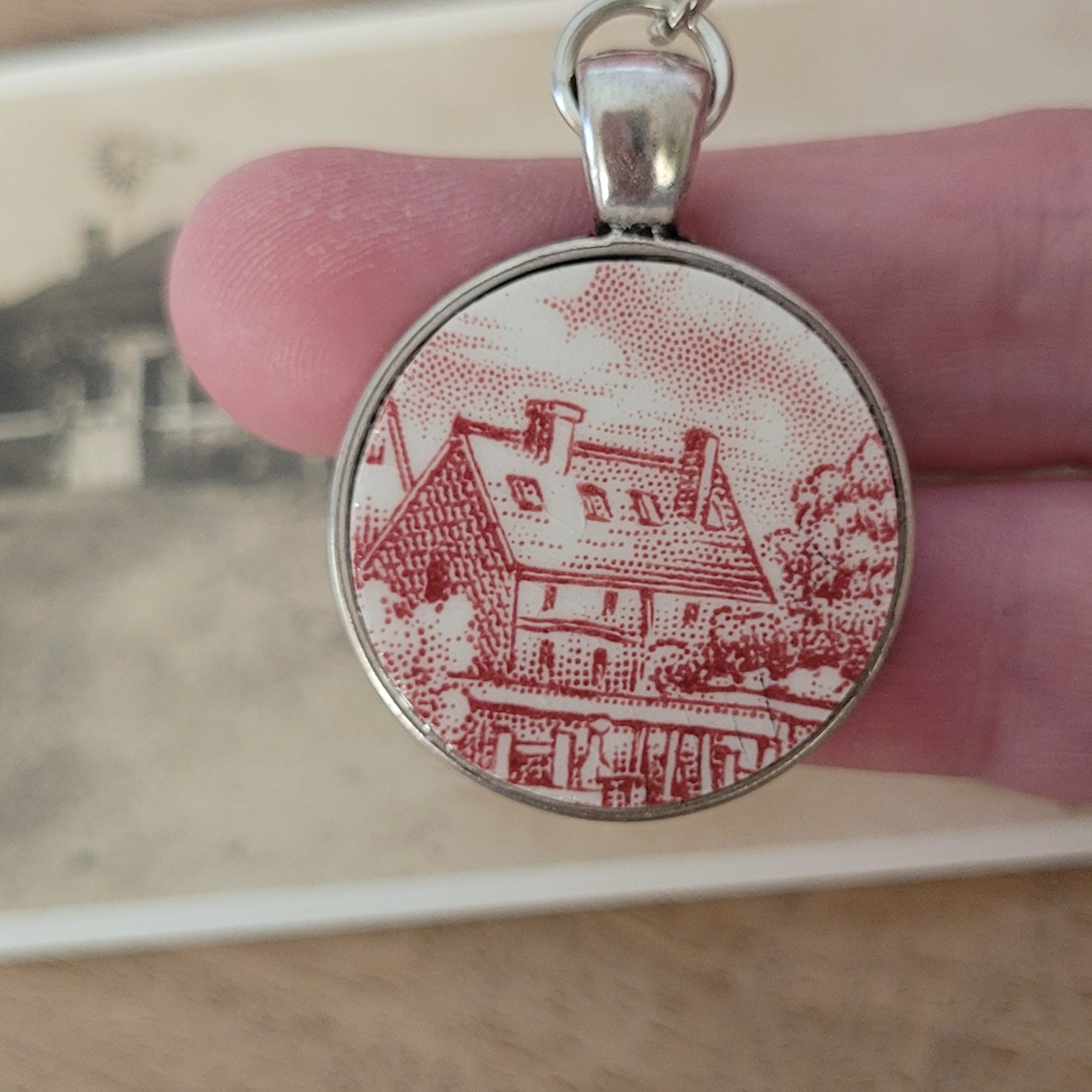 Upcycled Vintage China - classy keychain fob