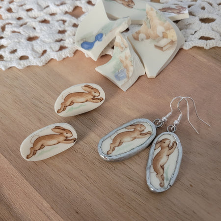 Upcycled Bunnykins Vintage China - earrings