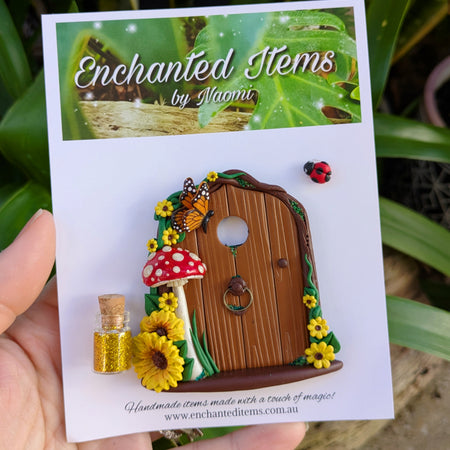 Mini Hand-Sculpted Polymer Clay Fairy Doors – Butterfly Collection