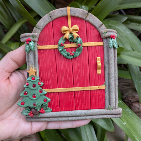 Christmas Fairy Door with sparkle Christmas tree
