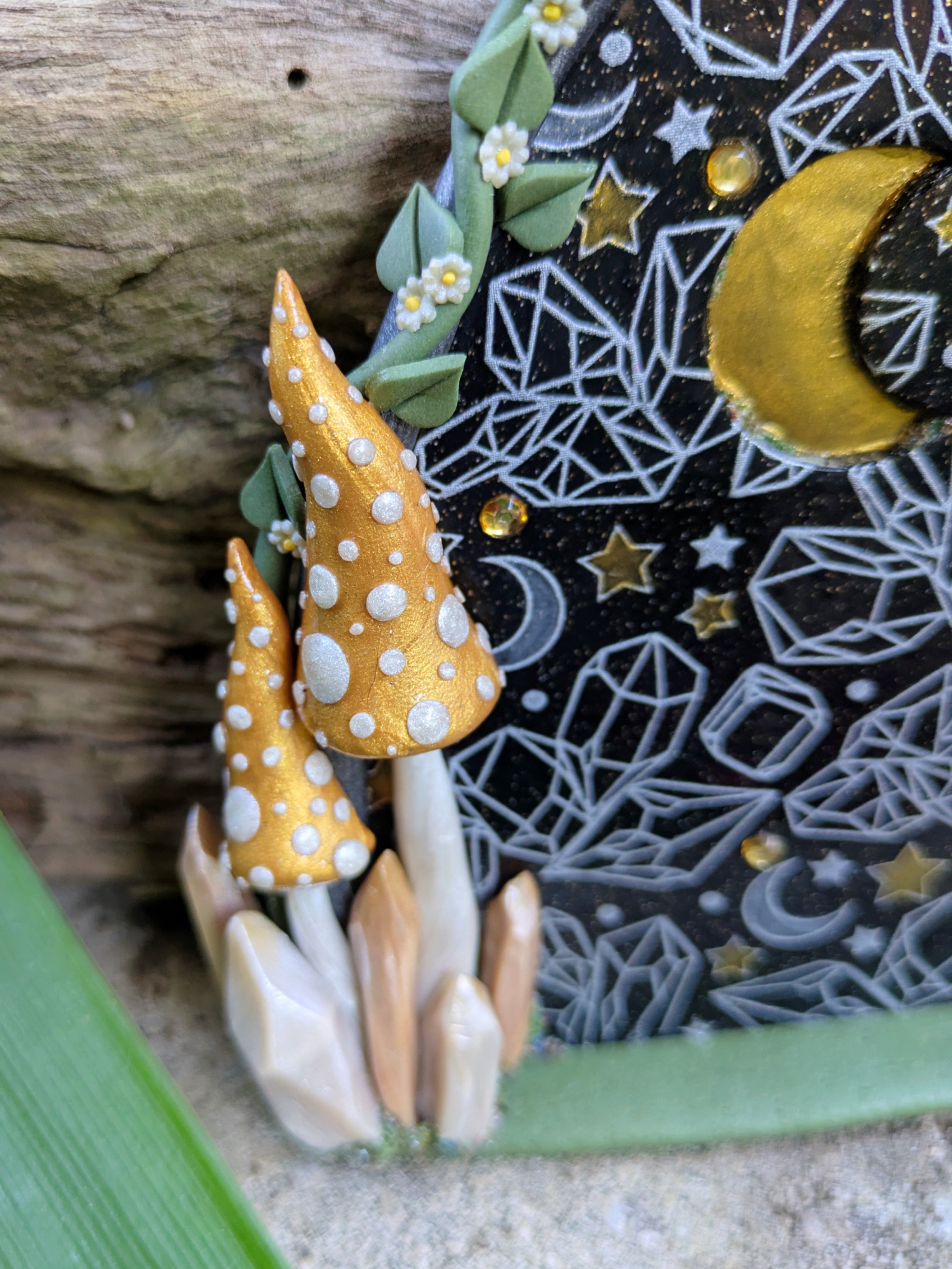 Celestial Gem Fairy Door – Hand Sculpted Polymer Clay Art