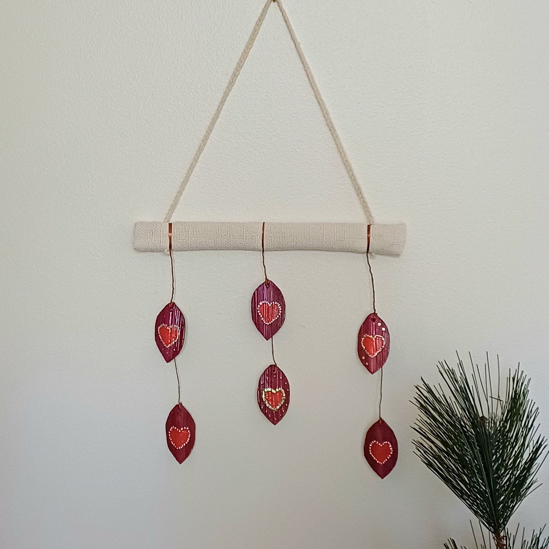 Hearts on Copper Wire Handmade Hanging Decoration