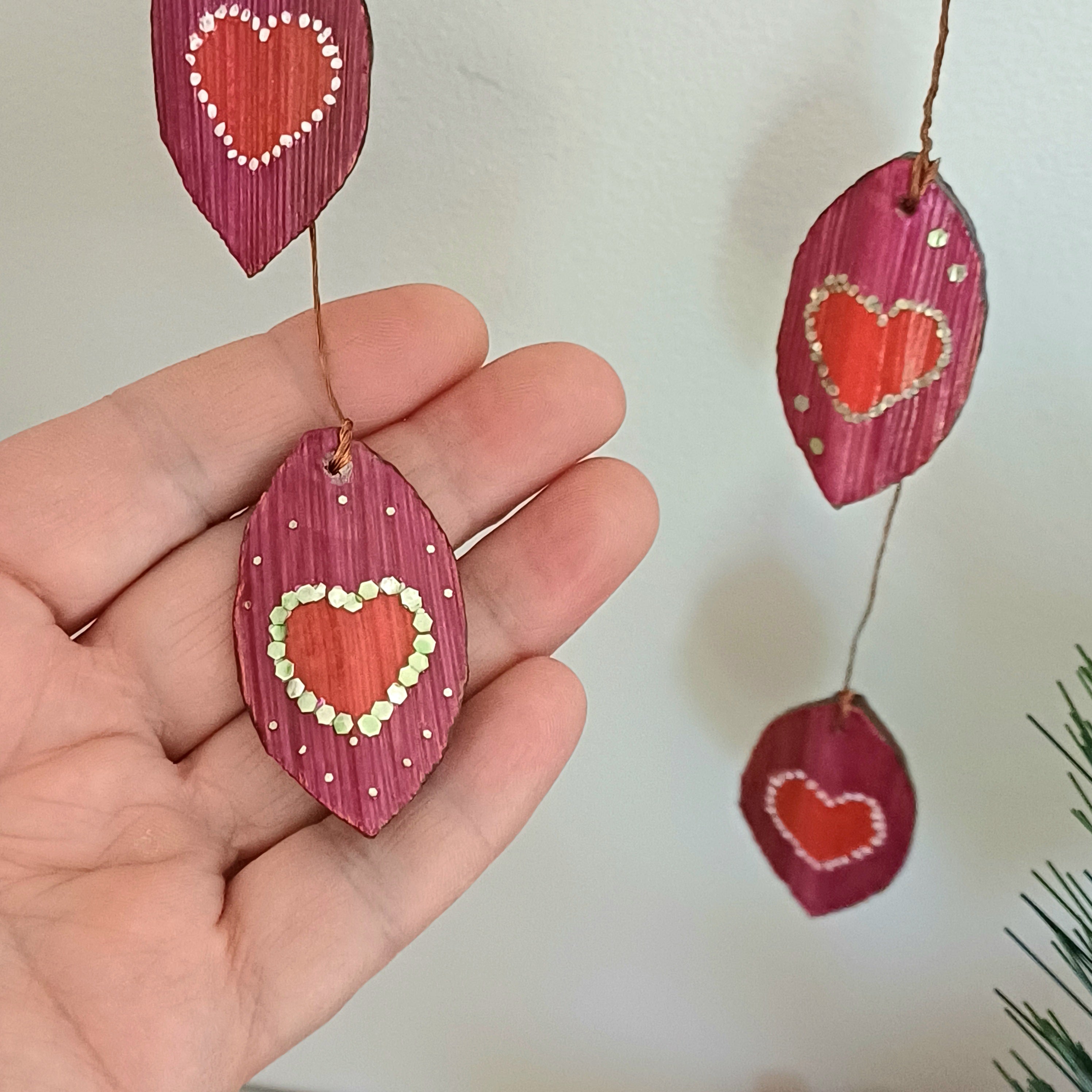 Hearts on Copper Wire Handmade Hanging Decoration