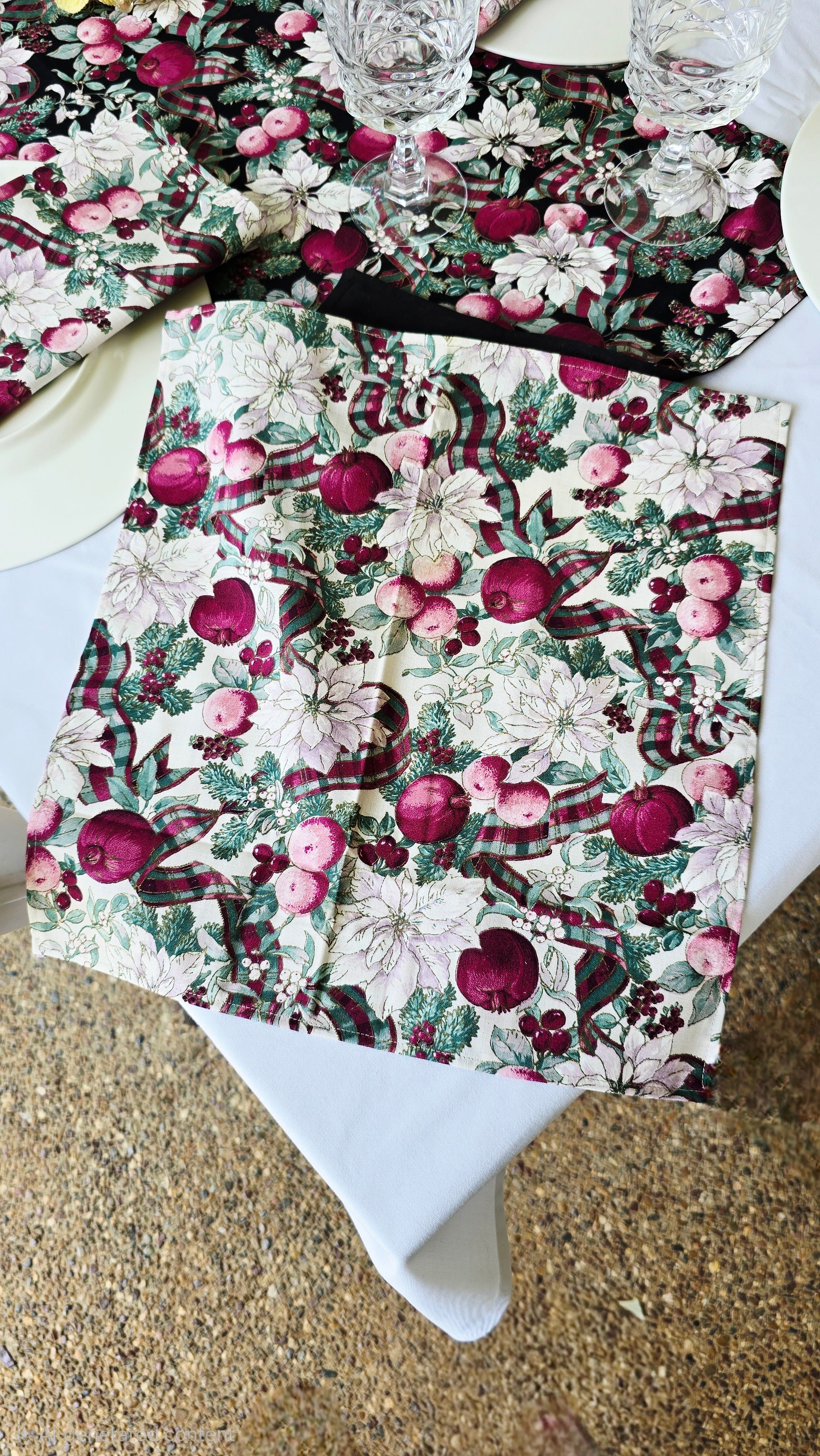 Christmas Design Table Runner + 6 Napkins