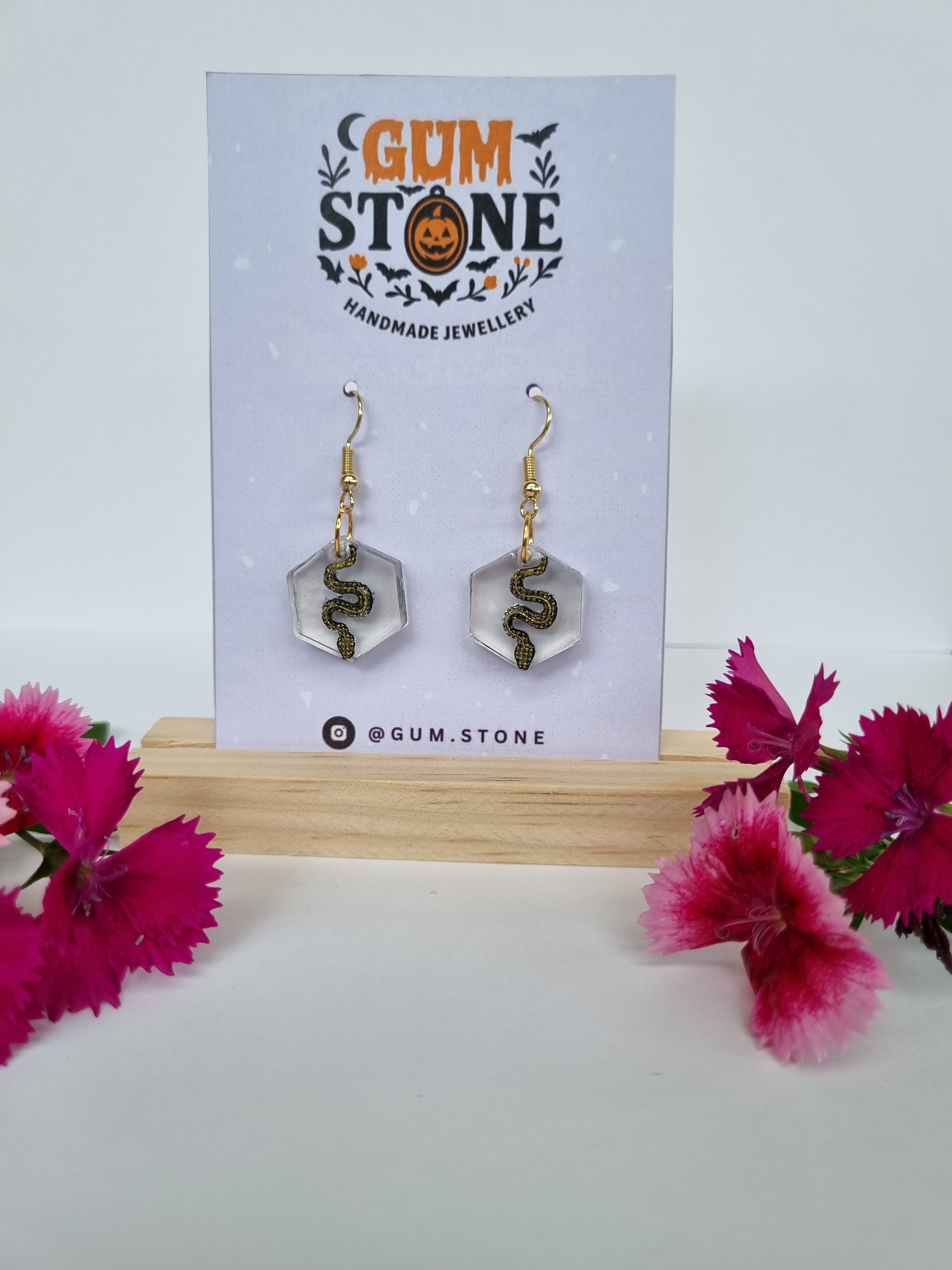 Snake Hex Earrings Gold