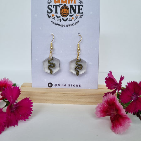 Snake Hex Earrings Gold