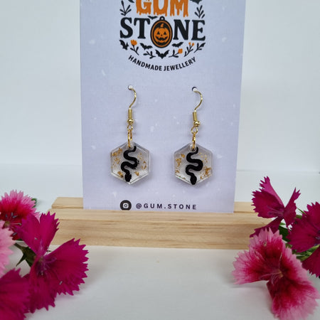Snake Hex Earrings Black