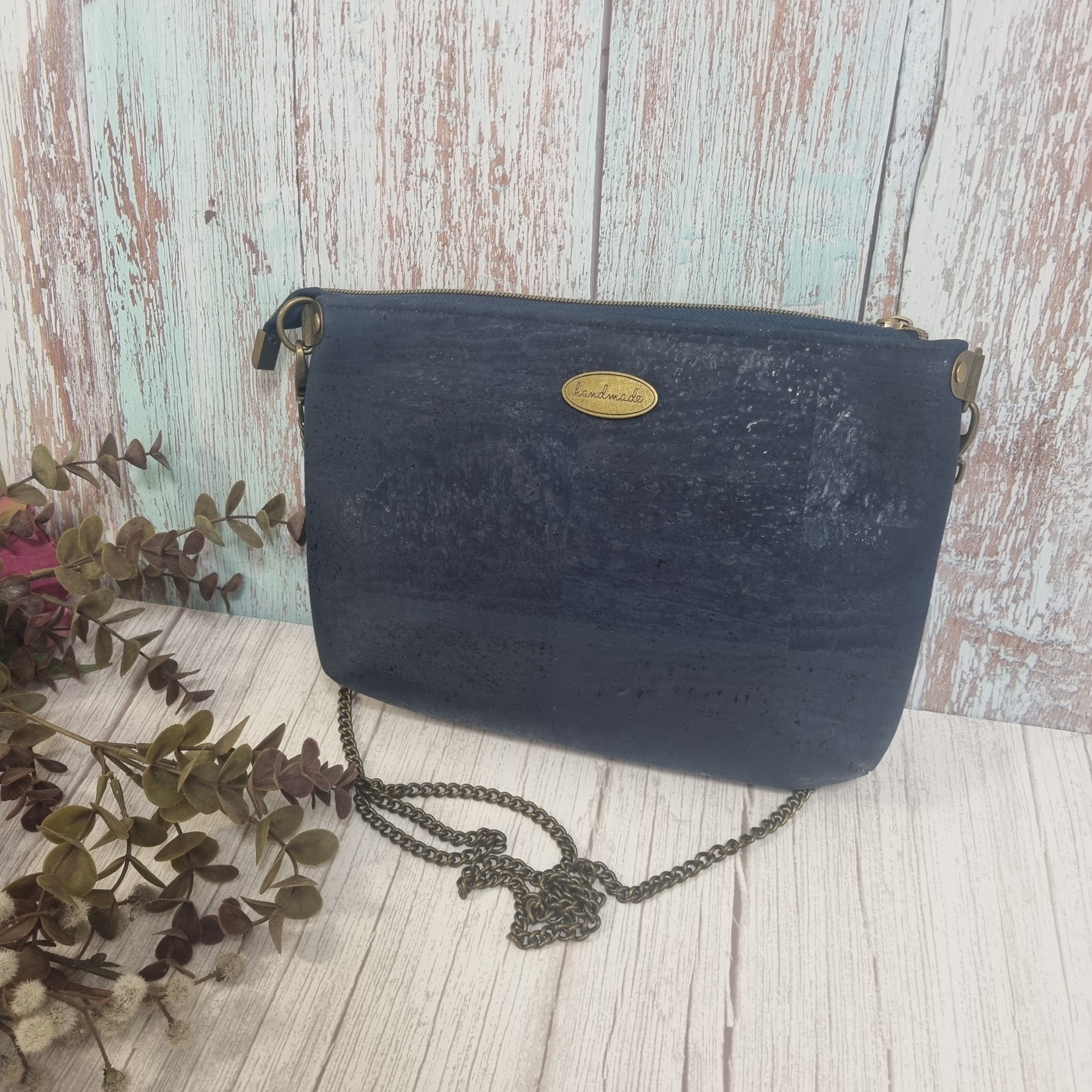 Eco-friendly Cork Crossbody Bag in Navy | Sustainable and Stylish