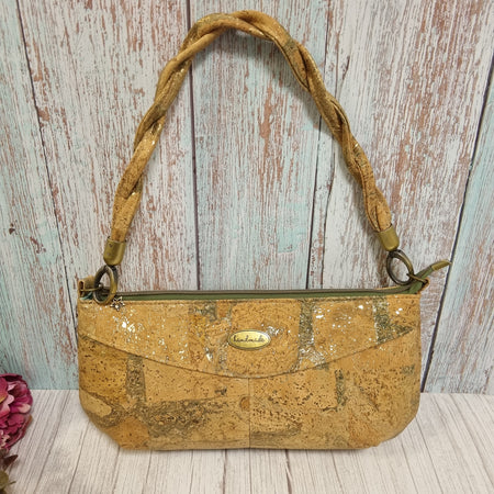 Cork Handbag with Decorative Handle in Natural Pattern | Modern Style
