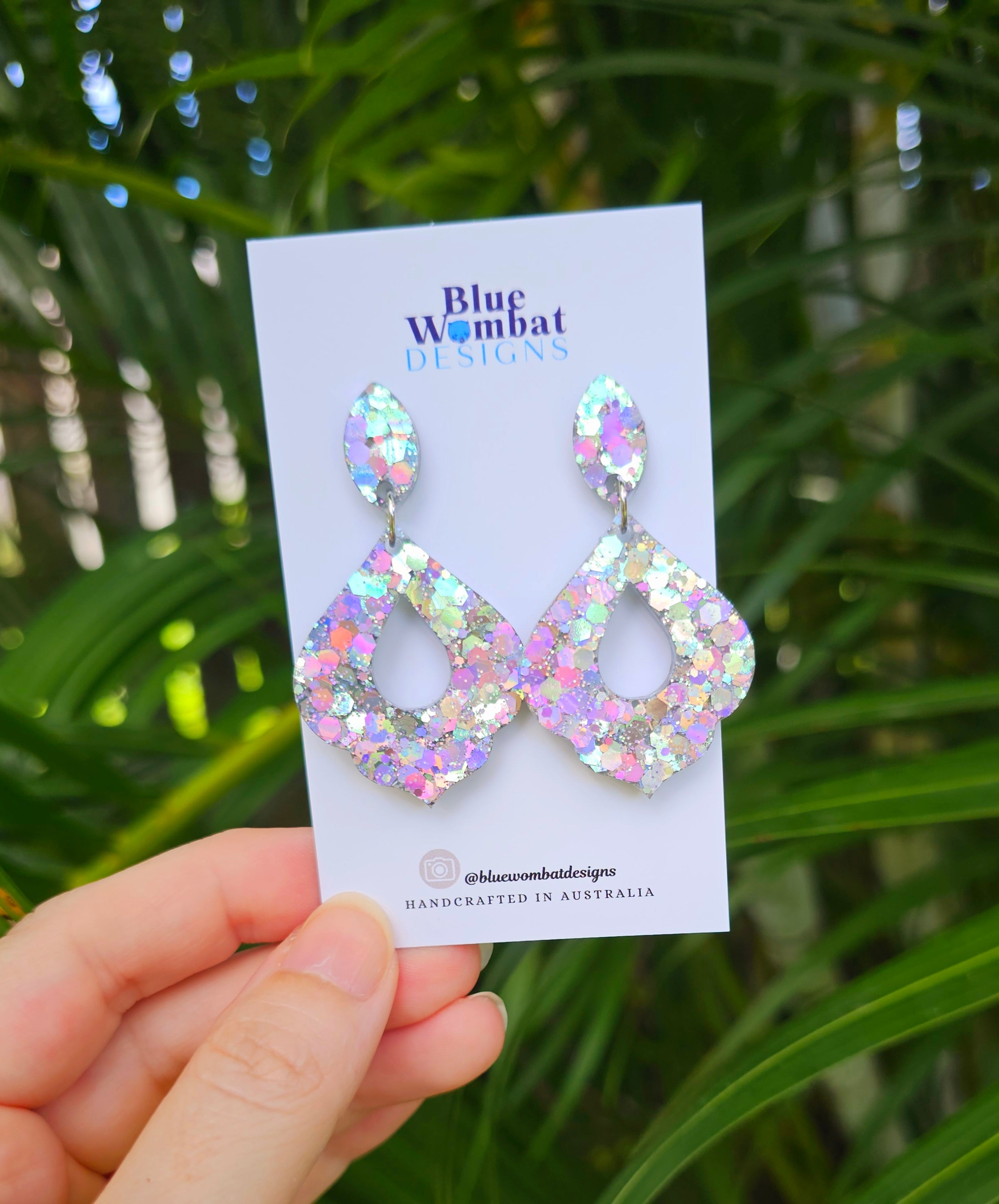 Sparkle Glitter Resin Dangle Statement Earrings