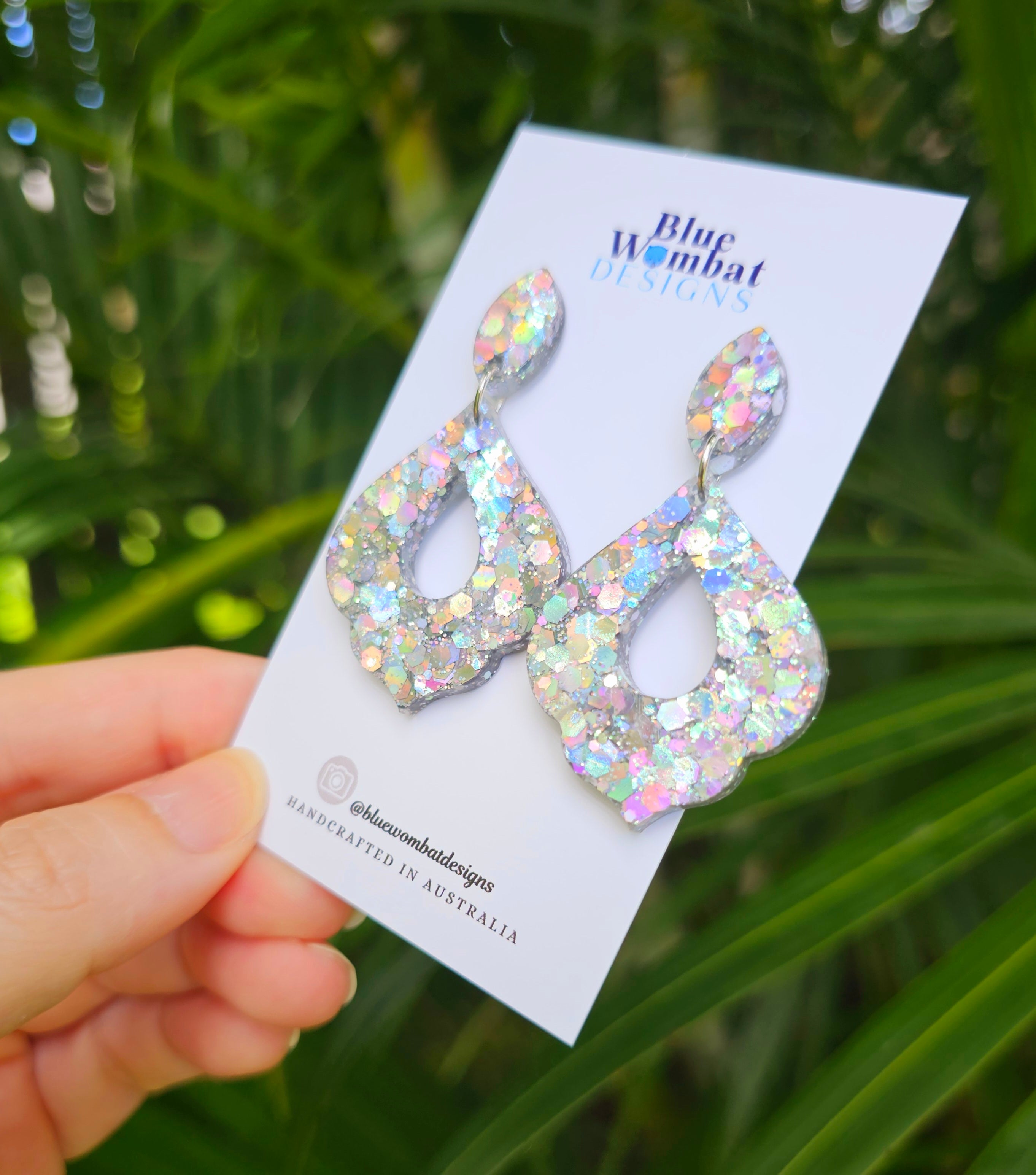 Sparkle Glitter Resin Dangle Statement Earrings