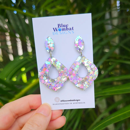 Sparkle Glitter Resin Dangle Statement Earrings