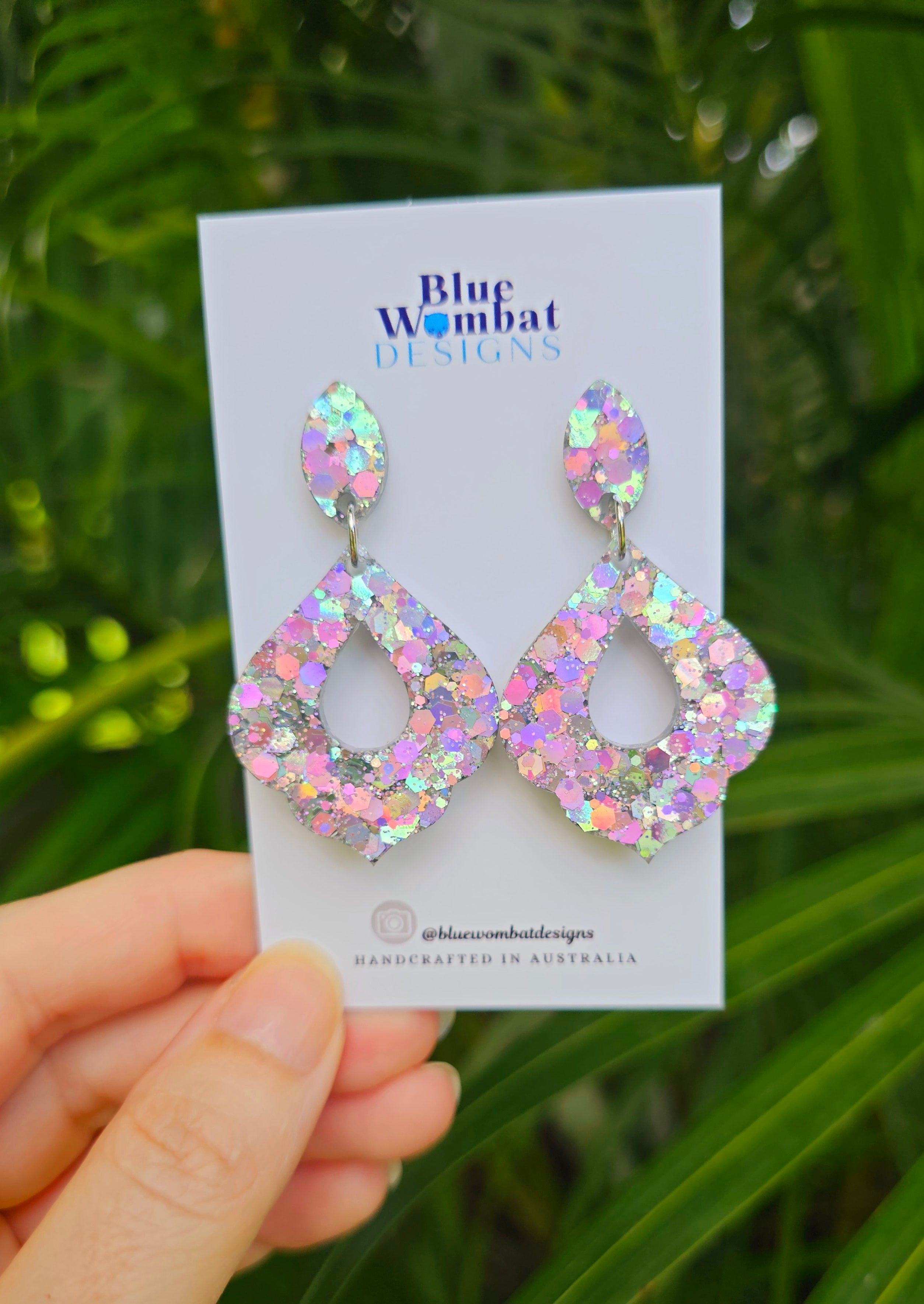 Sparkle Glitter Resin Dangle Statement Earrings