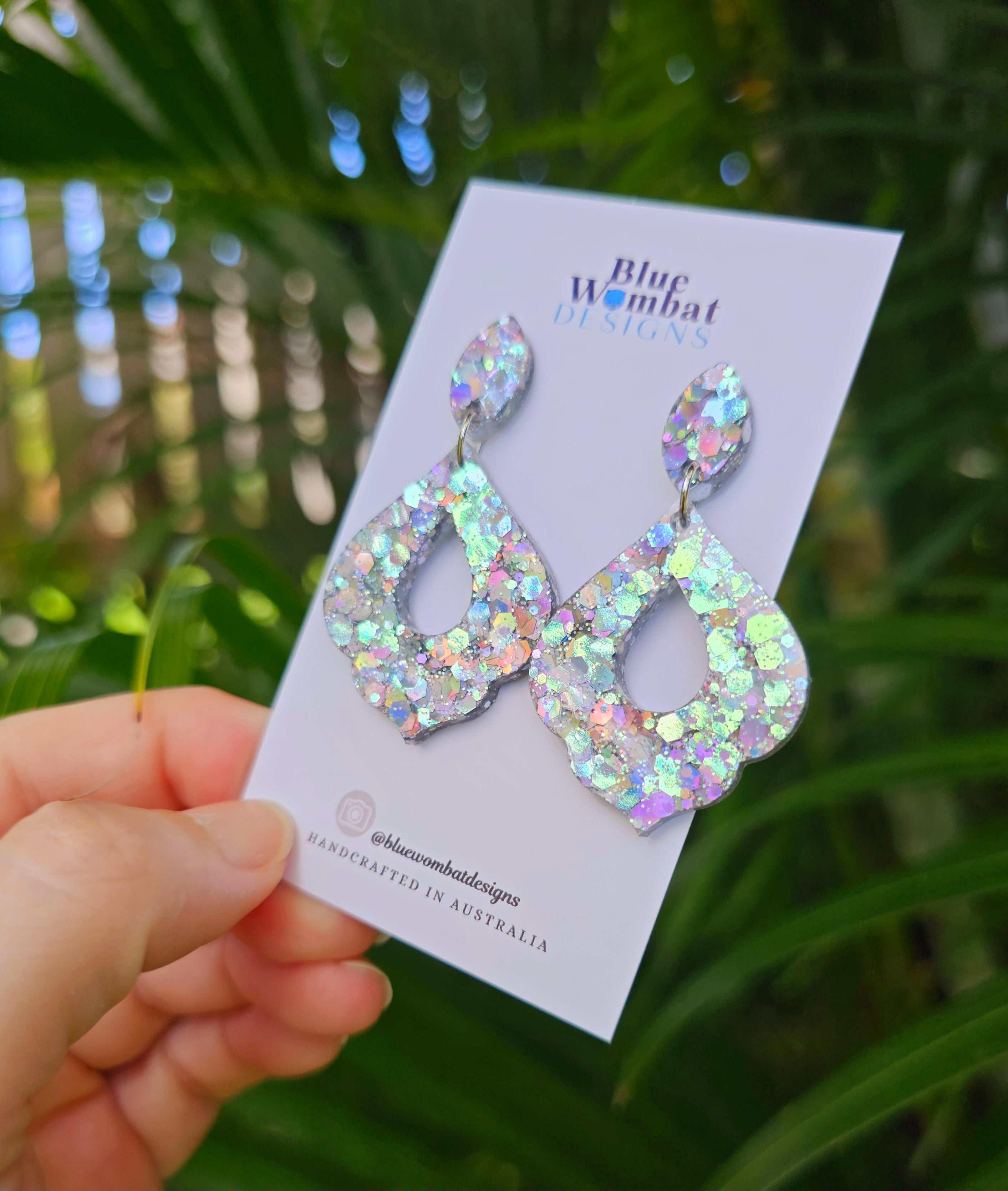 Sparkle Glitter Resin Dangle Statement Earrings