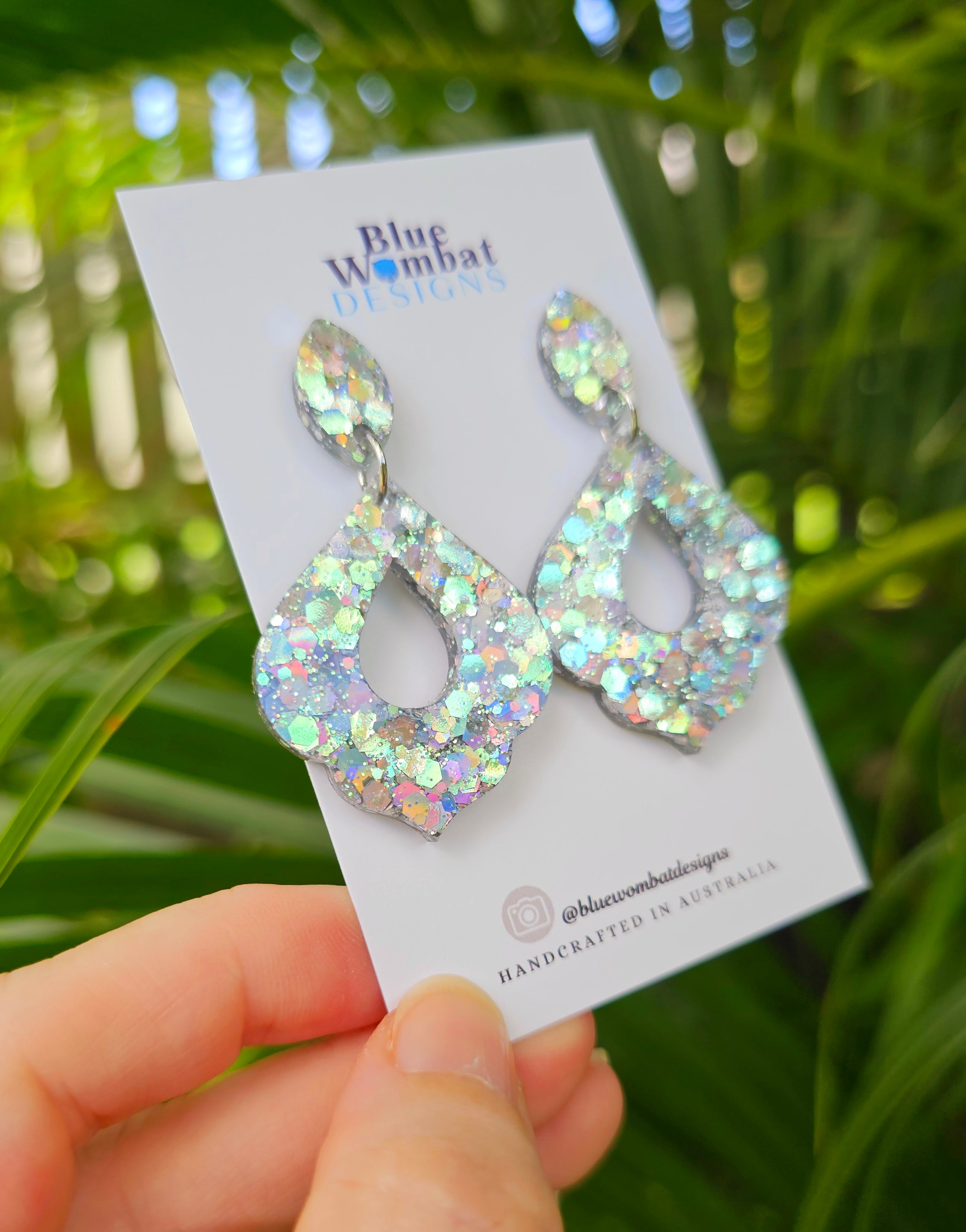 Sparkle Glitter Resin Dangle Statement Earrings