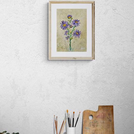 September Birthday - 'Aster' Original Artwork on Watercolour Paper 21 x 29.7cm