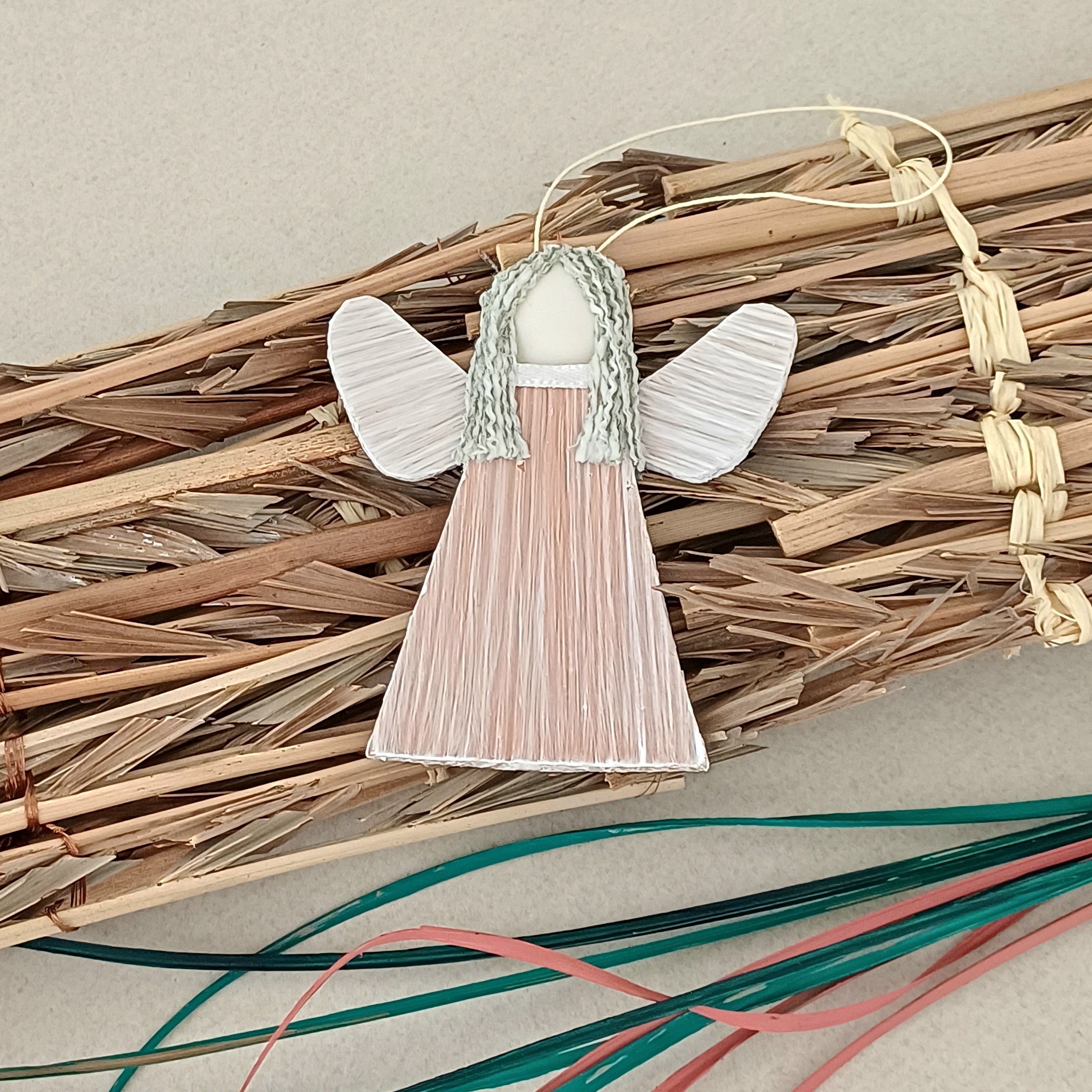 Handmade palm leaf Christmas Angel ornament keepsake sustainable
