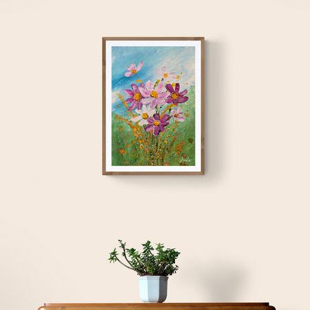 October Birthday - 'Cosmos' Original Artwork on Watercolour Paper 21 x 29.7cm