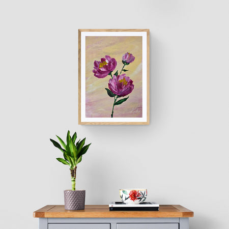 November Birthday - 'Peony' Original Artwork on Watercolour Paper 21 x 29.7cm