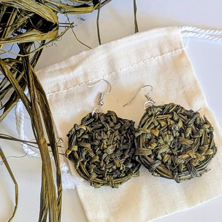 Woven Raffia Earrings - 2 Sizes - Choice of Colours