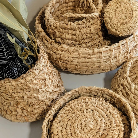 Basketry Hand Woven Tableware -  Natural Palm Raffia - Eat Drink Serve Store