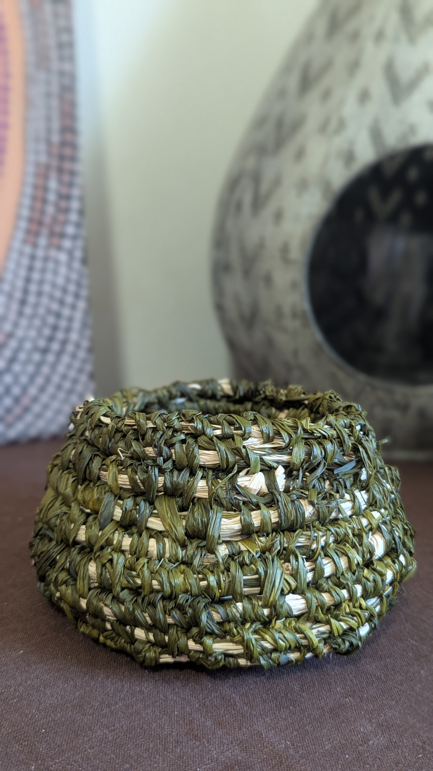 Green Kelp Woven Raffia Basket