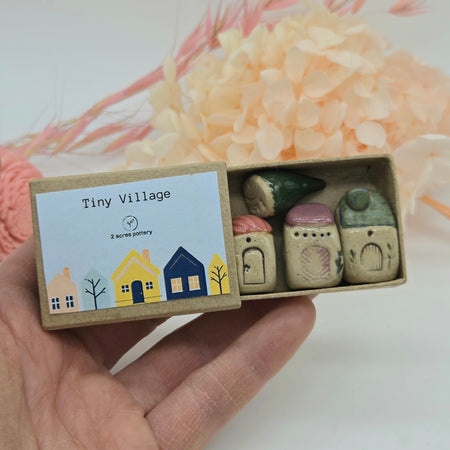 Tiny Ceramic Hamlet with tree - Whispering Wood