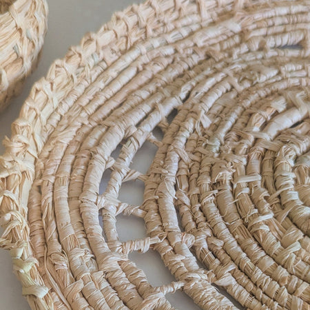 Natural Palm Raffia Basket - Tray Trivet - Protective Tableware