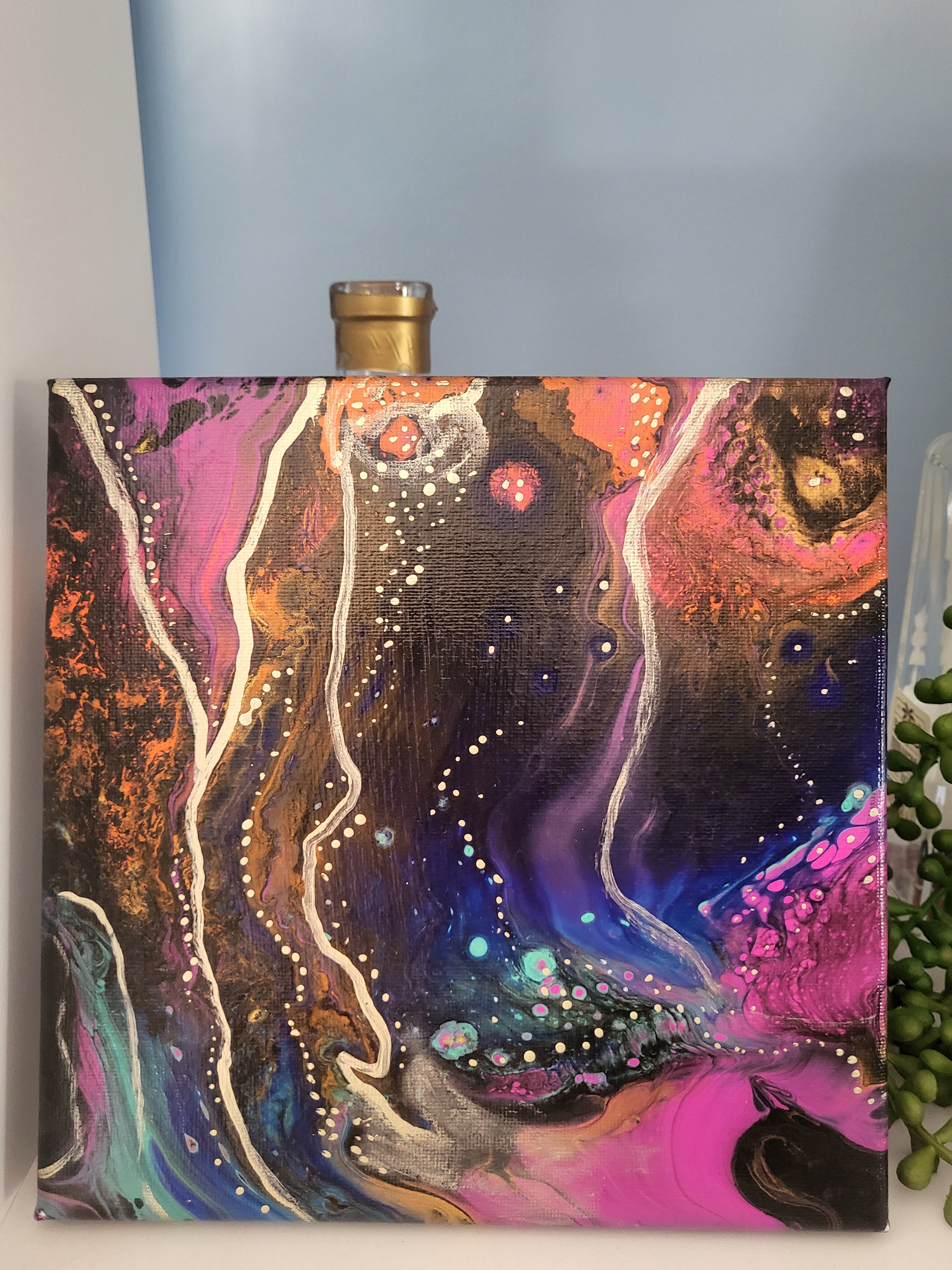 Abstract fluid art on canvas- Aurora