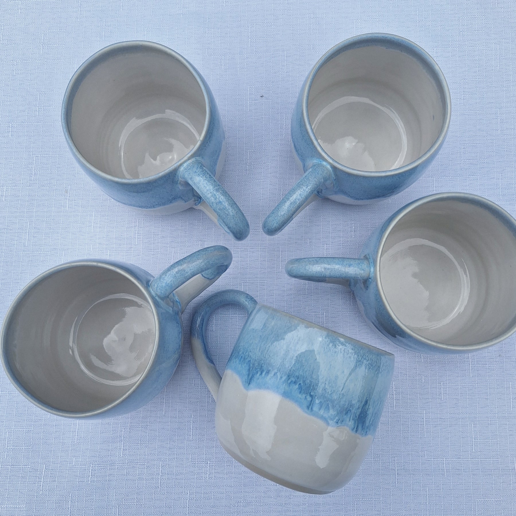 Ocean Blue Drip Pottery Coffee Mug