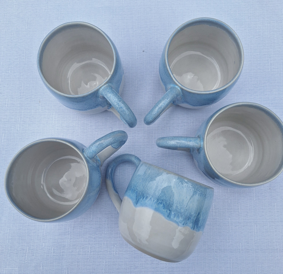 Ocean Blue Drip Pottery Coffee Mug