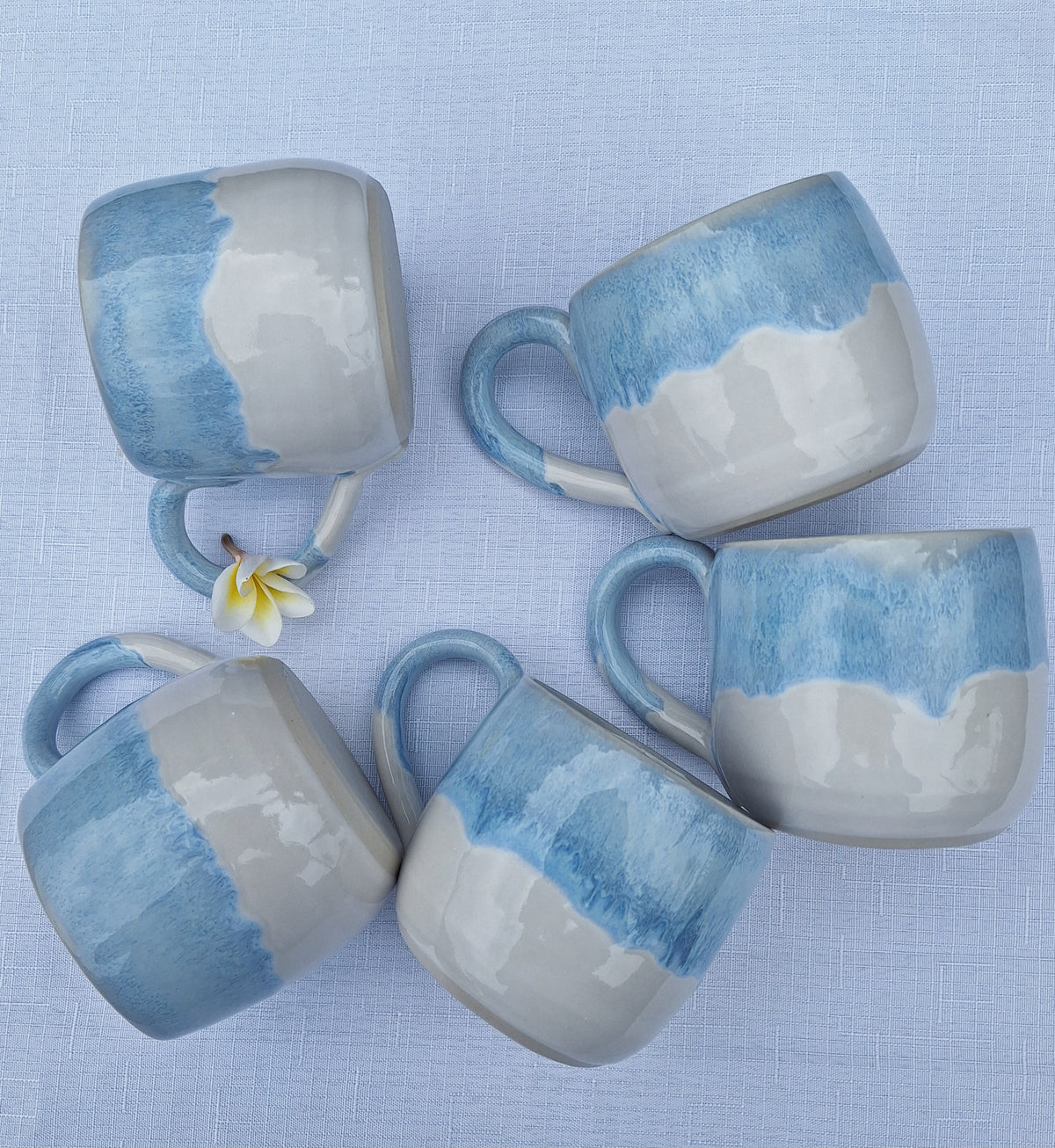 Ocean Blue Drip Pottery Coffee Mug