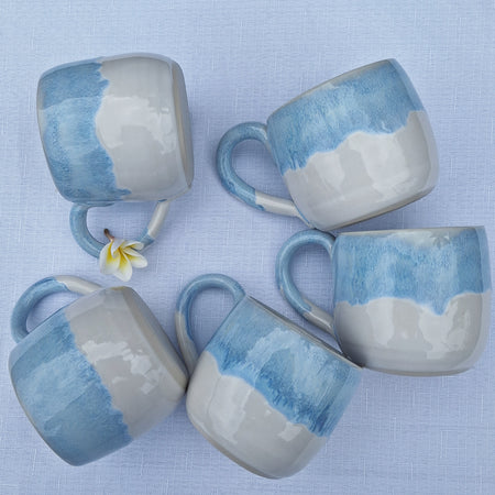 Ocean Blue Drip Pottery Coffee Mug