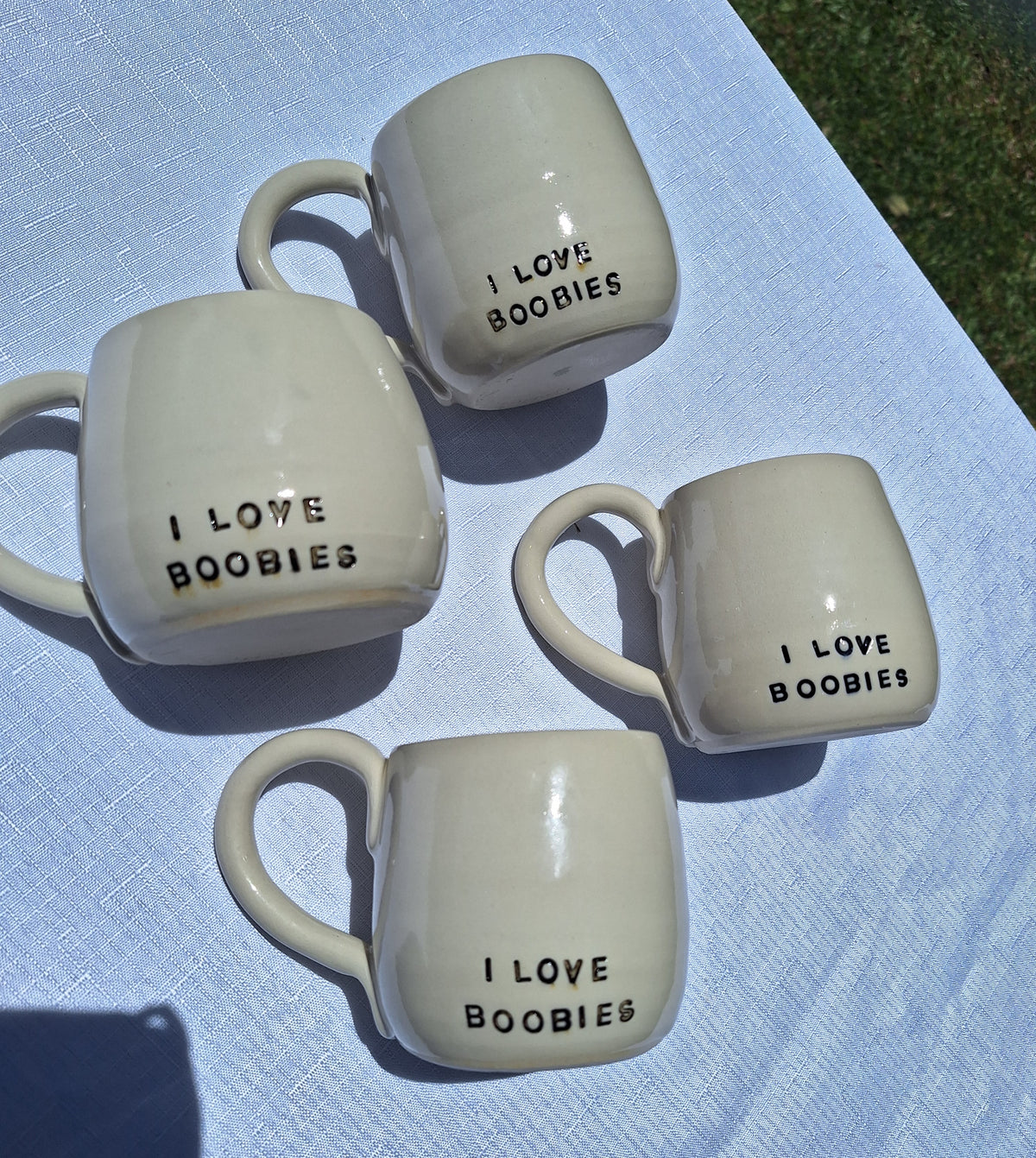 Coffee Pottery Mug - I love boobies