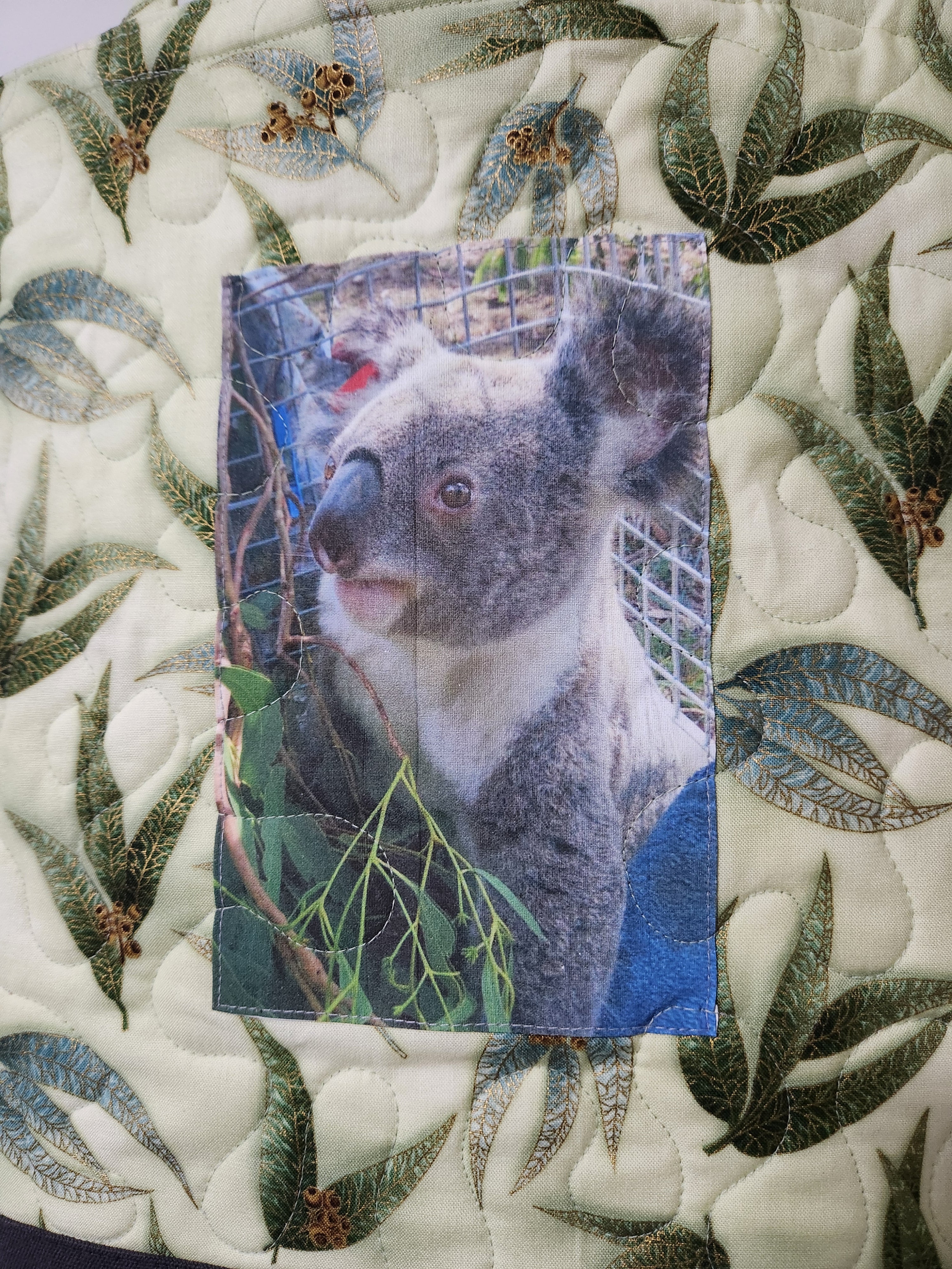 Quilted Koala themed tote bag