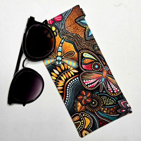 Sunglasses Pouch in Dot Print Butterfly Fabric