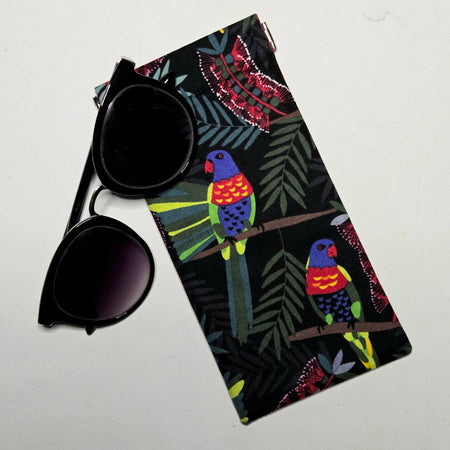 Sunglasses Pouch in Pretty Rainbow Lorikeet Fabric