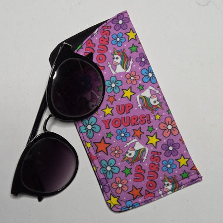 Sunglasses Sleeve with Unicorn and wording Up Yours