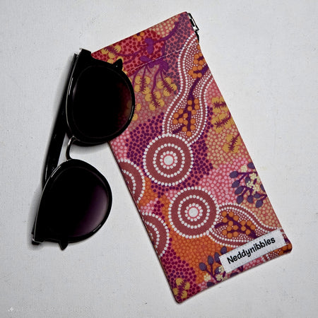 Sunglasses Pouch with a Pink Indigenous Dot Print design