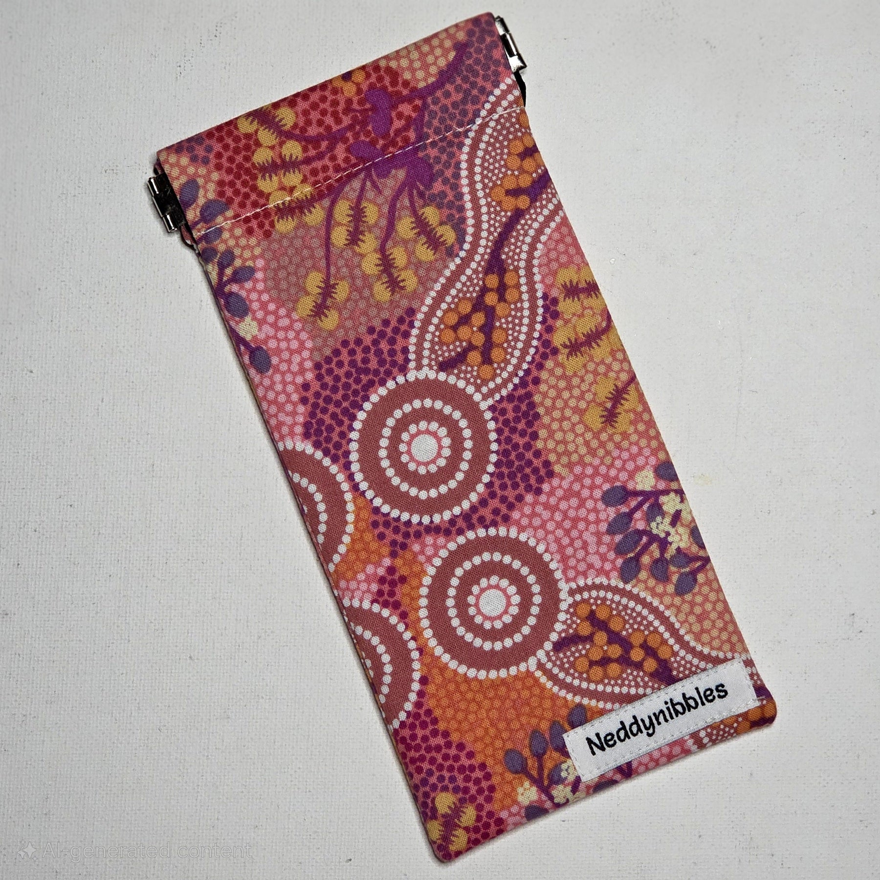 Sunglasses Pouch with a Pink Indigenous Dot Print design