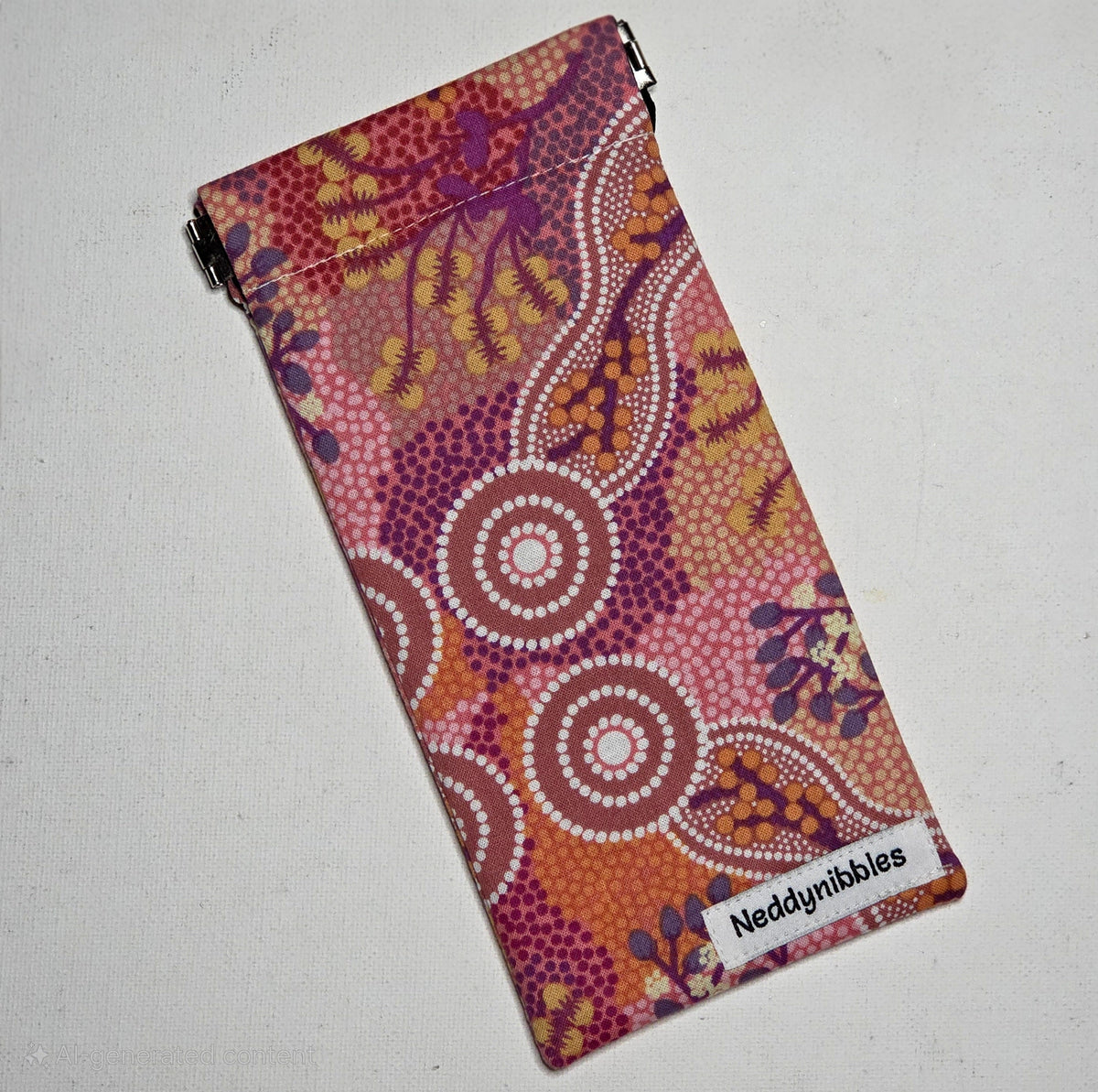 Sunglasses Pouch with a Pink Indigenous Dot Print design