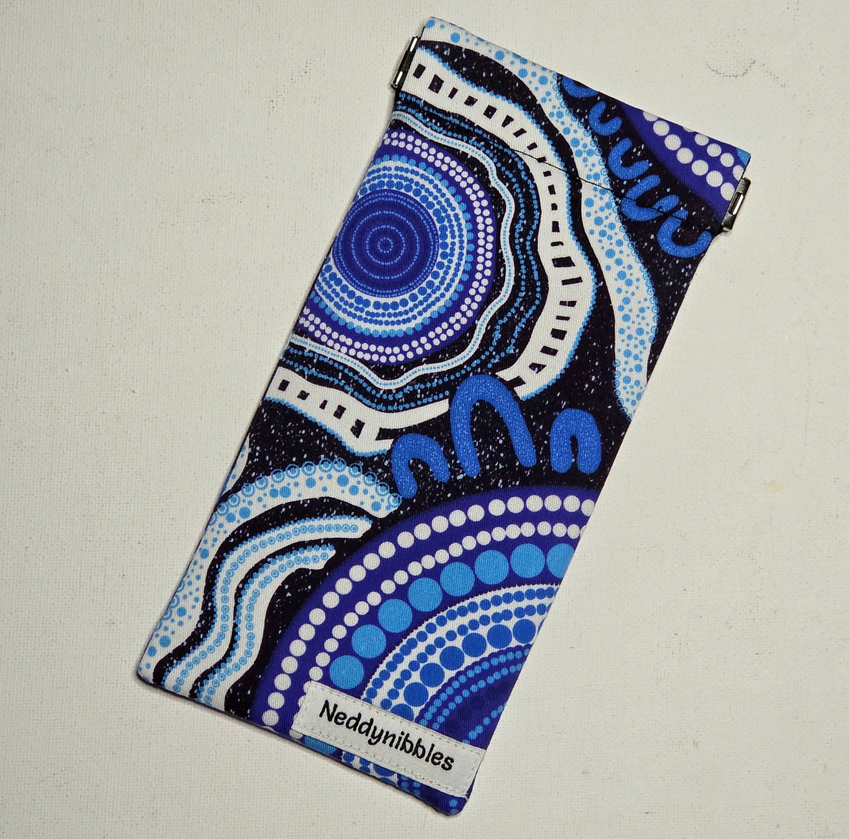 Sunglasses Pouch with Blue Indigenous Dot Print design