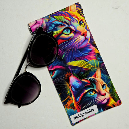 Sunglasses Pouch in Colourful Cat Fabric