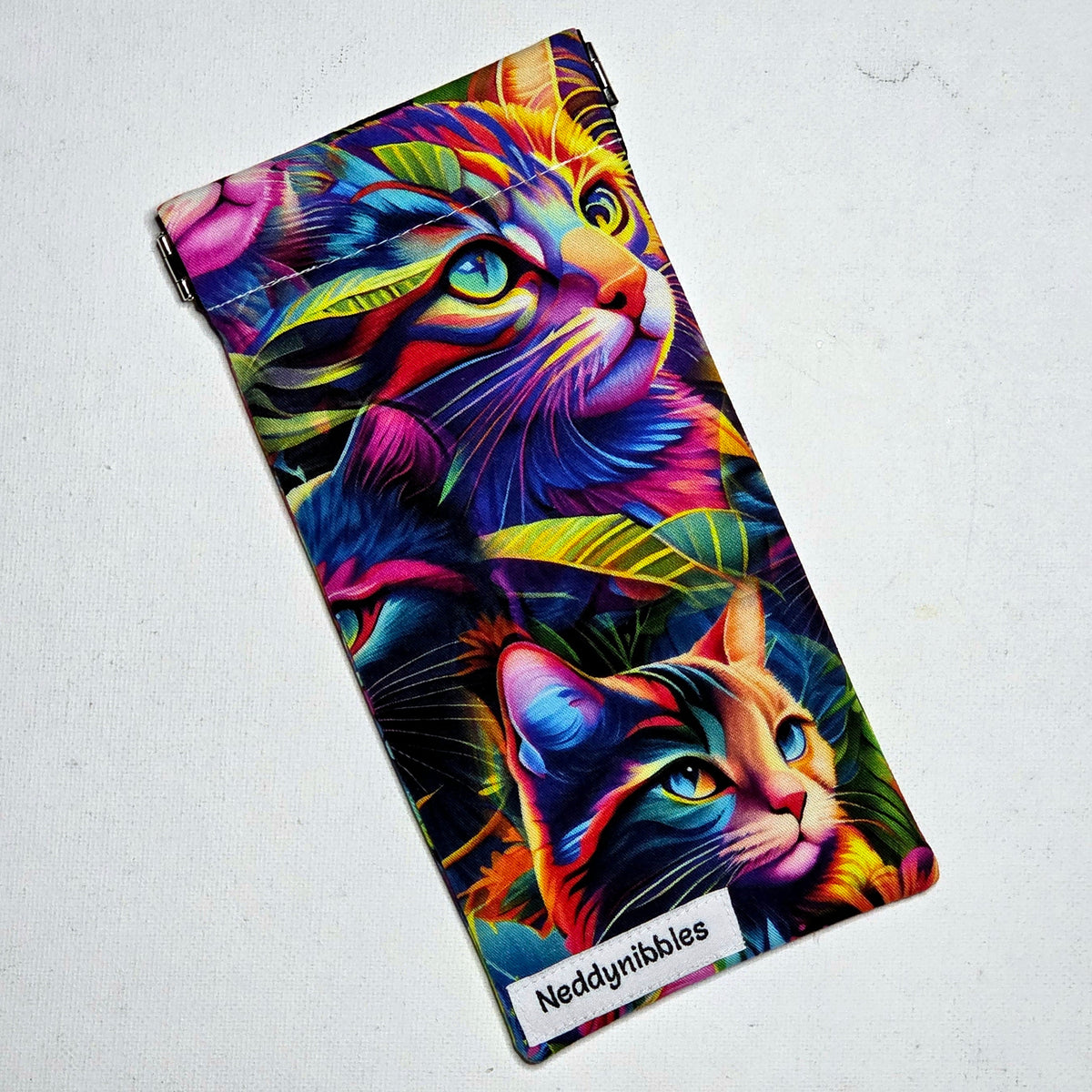Sunglasses Pouch in Colourful Cat Fabric