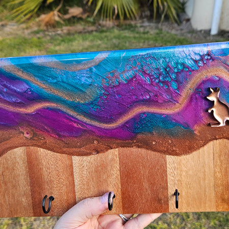 Resin and timber key rack - handmade in Yarrawonga Vic