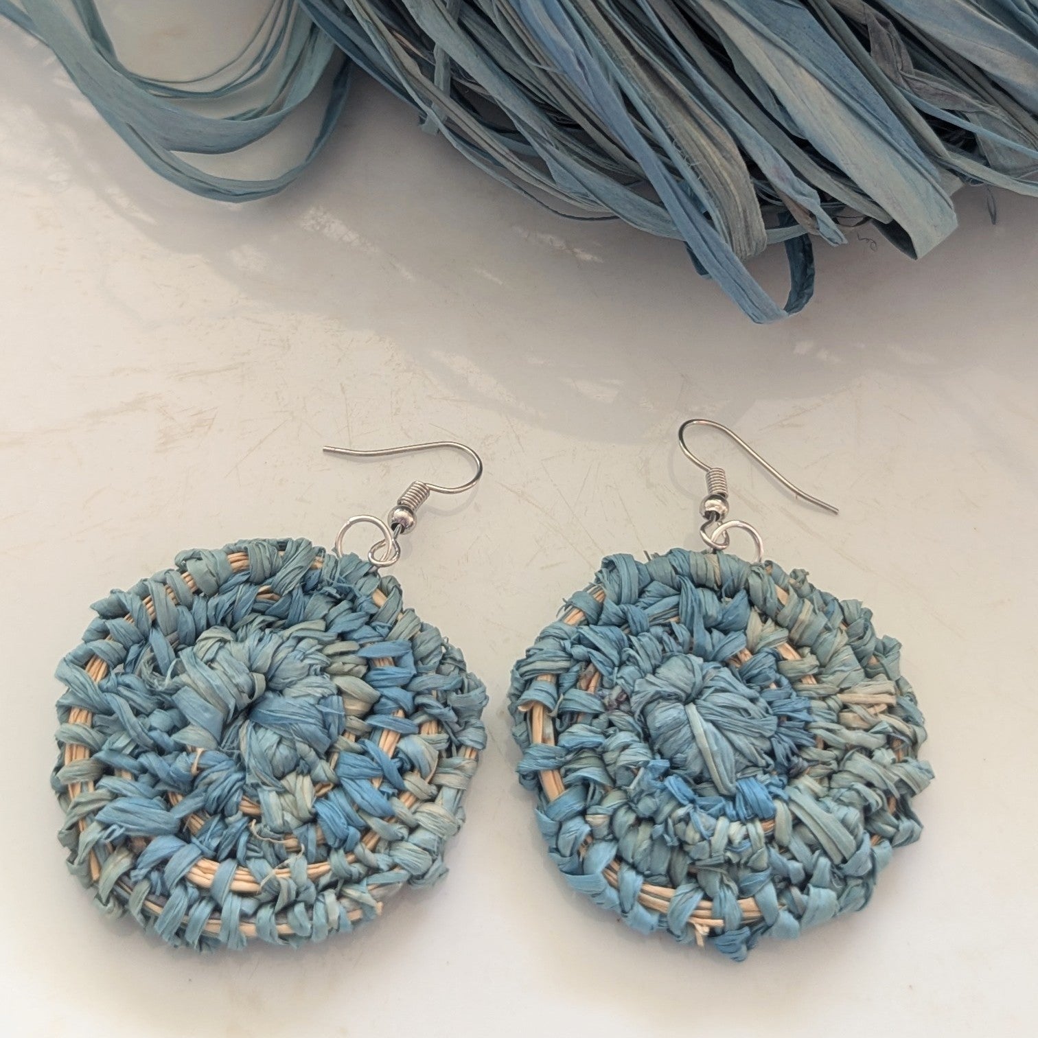 Woven Raffia Earrings in Gift Bag  - Choice of Colours