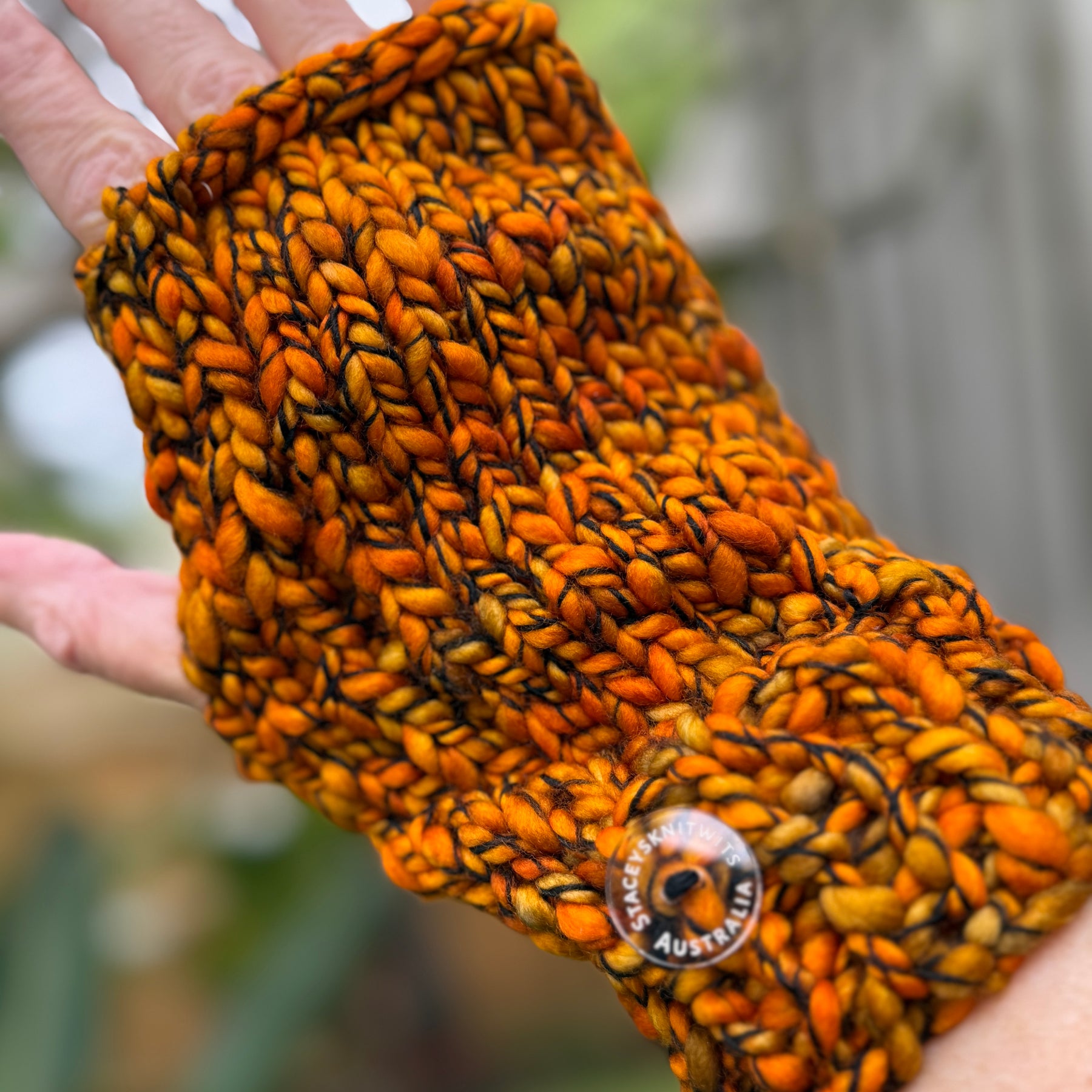 Orange Handwarmers, Merino texting gloves