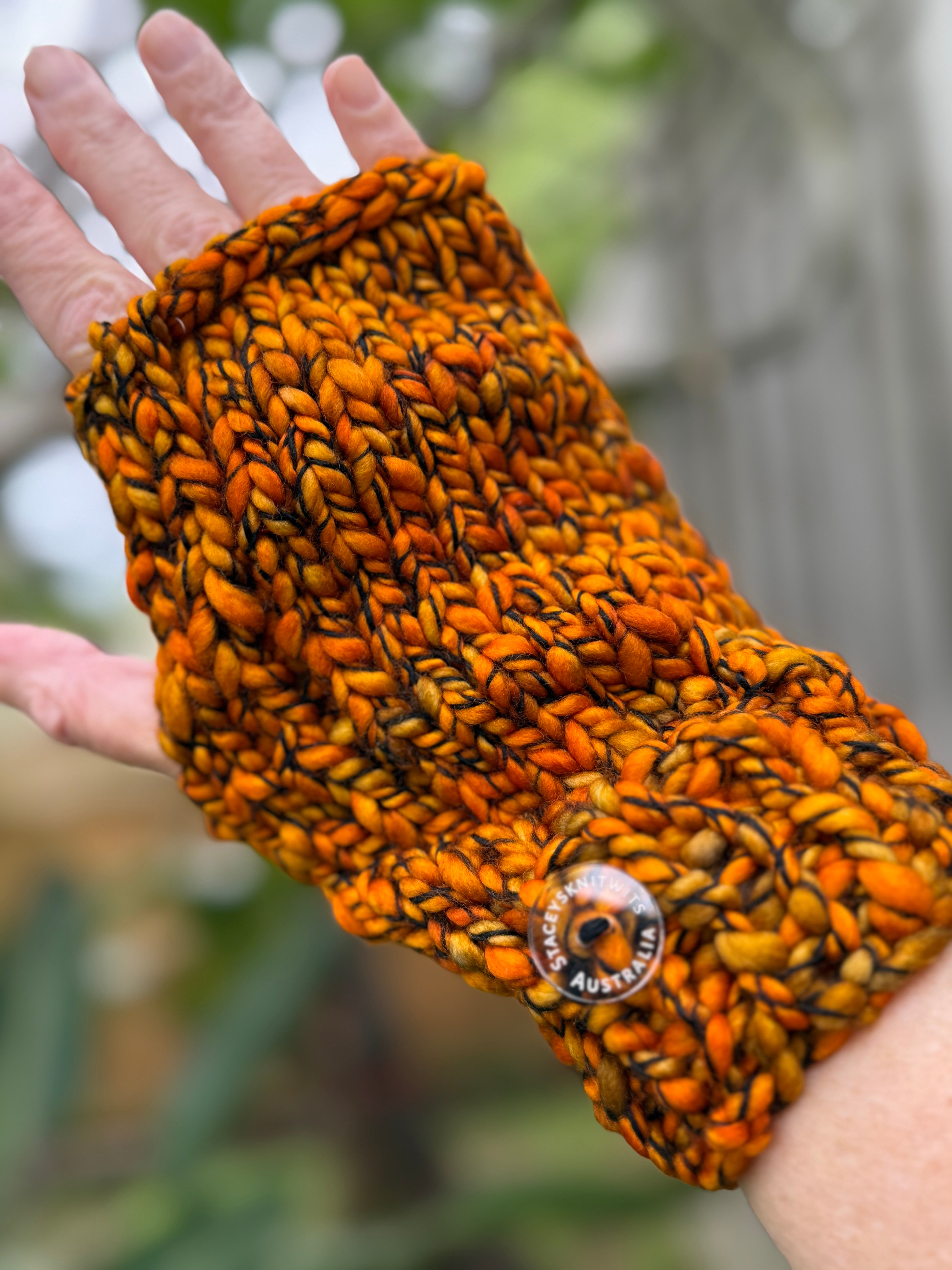 Orange Handwarmers, Merino texting gloves