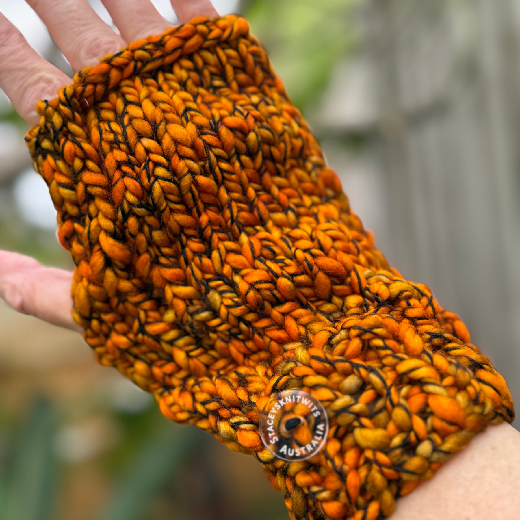 Orange Handwarmers, Merino texting gloves